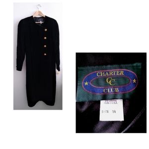 Charter Club Vintage 90’s Black Velvet Gold Button Dress Size 14 …